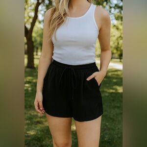 ITLA Rayon/Linen Women's Black Casual Shorts